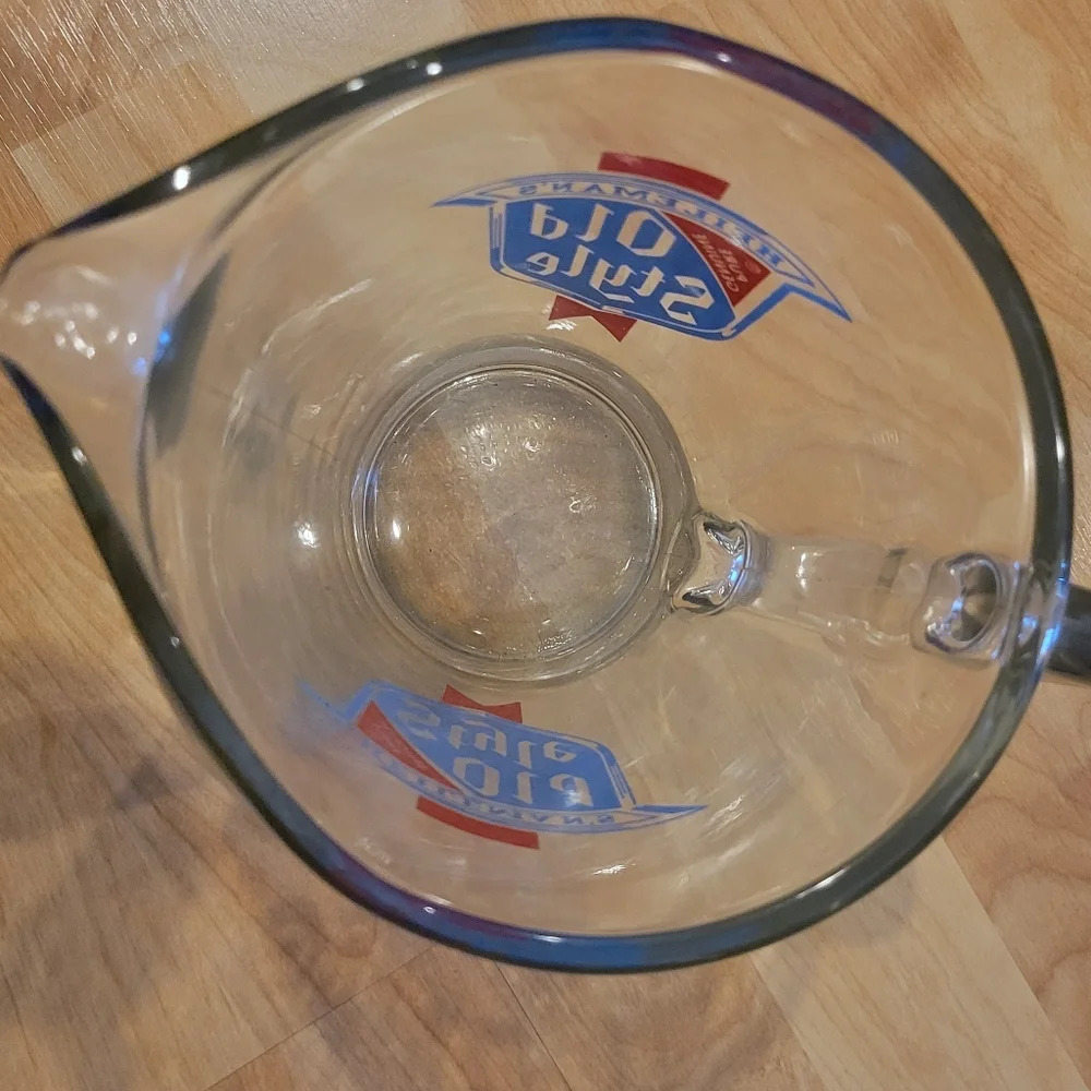 VINTAGE OLD STYLE HEILEMAN'S GLASS BEER PITCHER - Picture 7 of 8